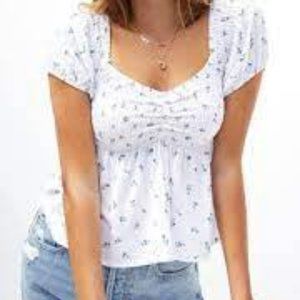Pacsun sweetheart neckline white blouse